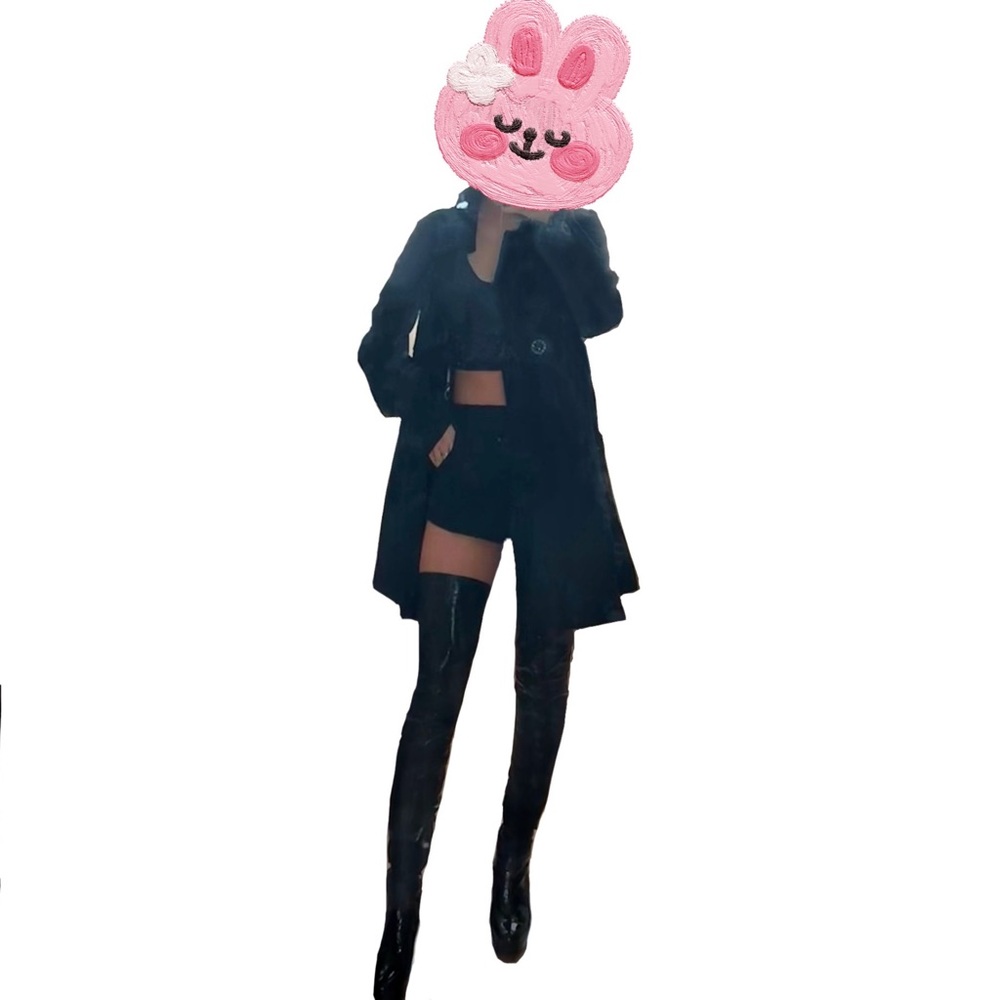 Black 65% Wool 35% Rayon Coat XS small medium jacket chanel